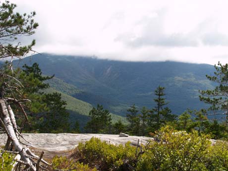Mt. Moosilauke with its summit in the clouds, from the eastern ledges (photo by Webmaster)