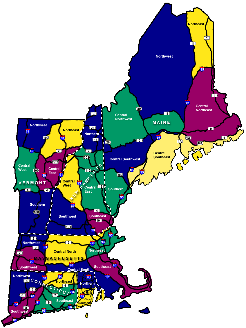 Map of New England (photo by Webmaster)