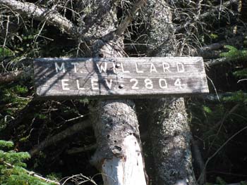 Mount Willard elevation sign at the view ledges (photo by Karl Searl)