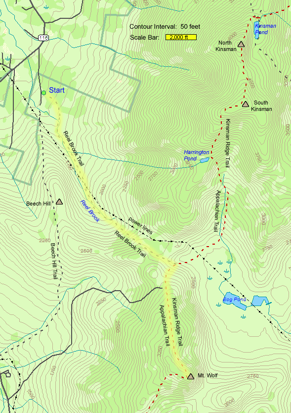 Map of hike route to Mount Wolf (map by Webmaster)