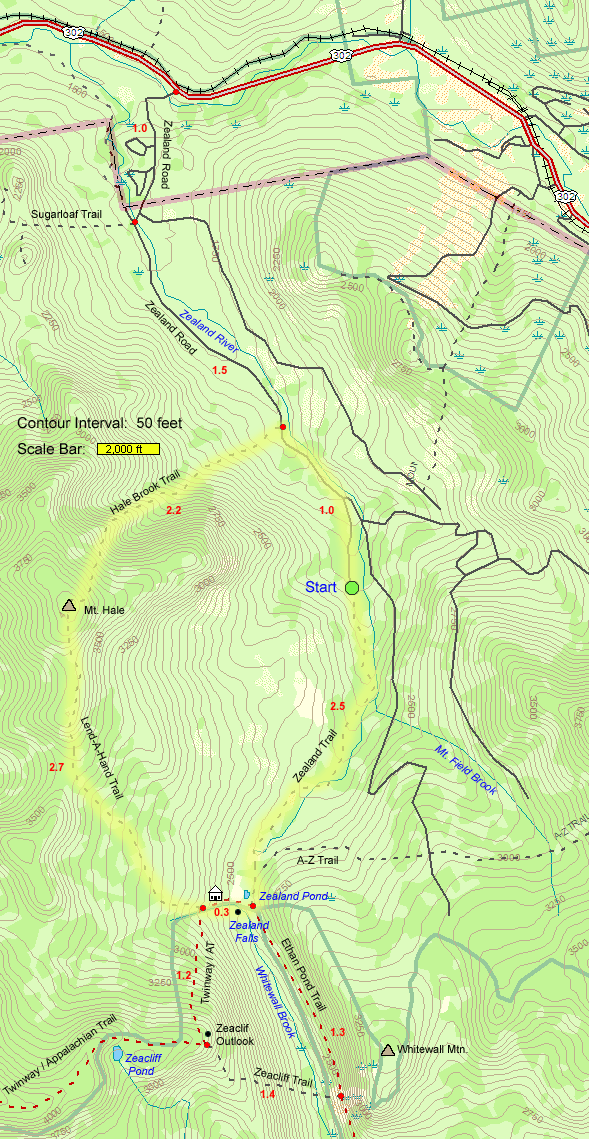 Map of Zealand Pond / Mt. Hale Loop (map by Webmaster)